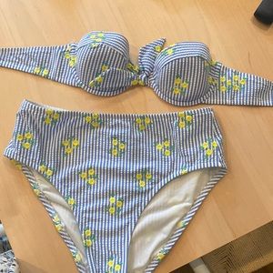 Floral high waisted J. crew bikini